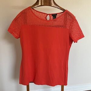 Cynthia Rowley Vibrant Orange Lace Blouse